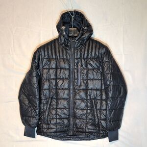 SPIRE BY GALAXY XEADA QUILTED HOODED PUFFER JACKET - SIZE: MEN M- SHINY BLACK